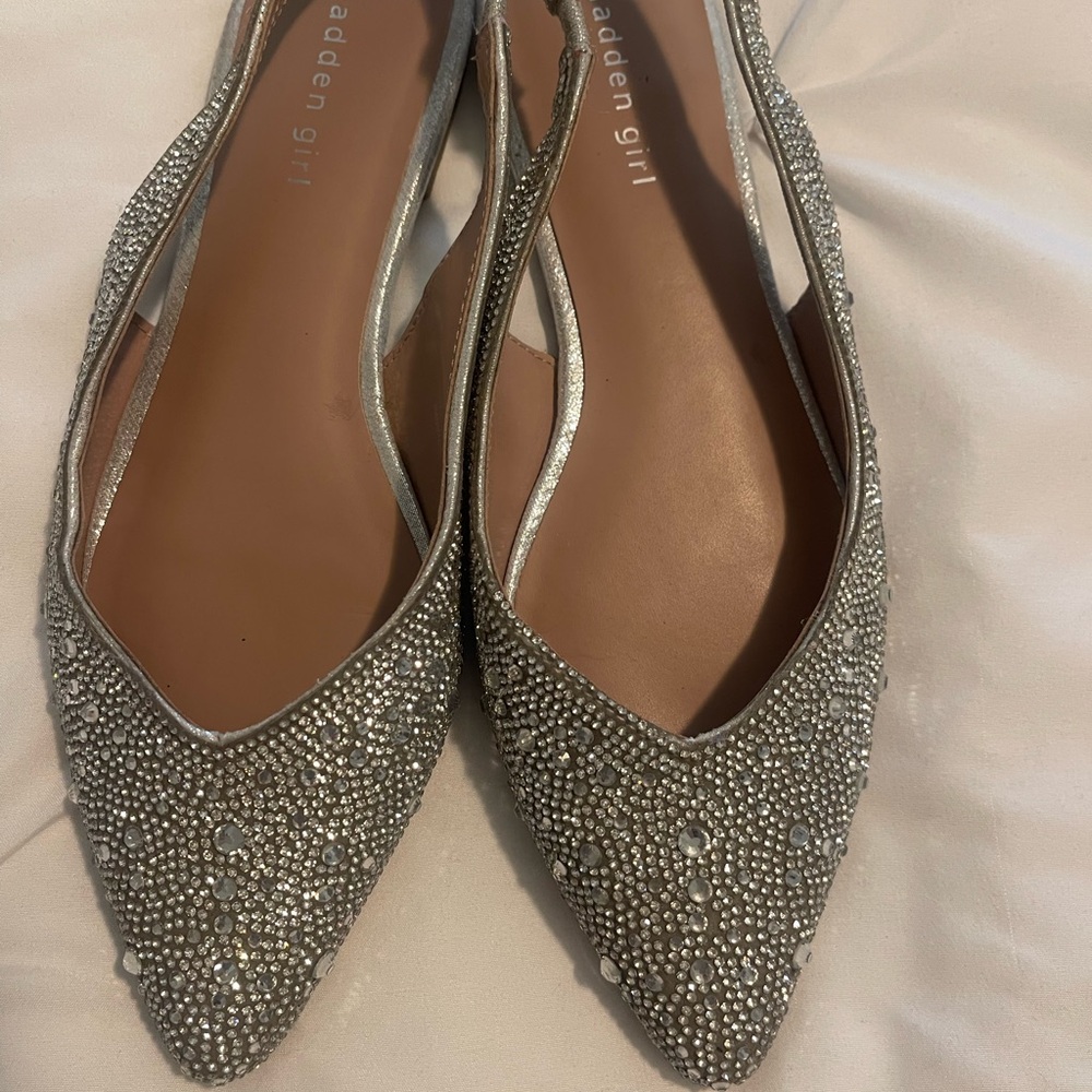 Madden Girl Sparkling Silver Flats